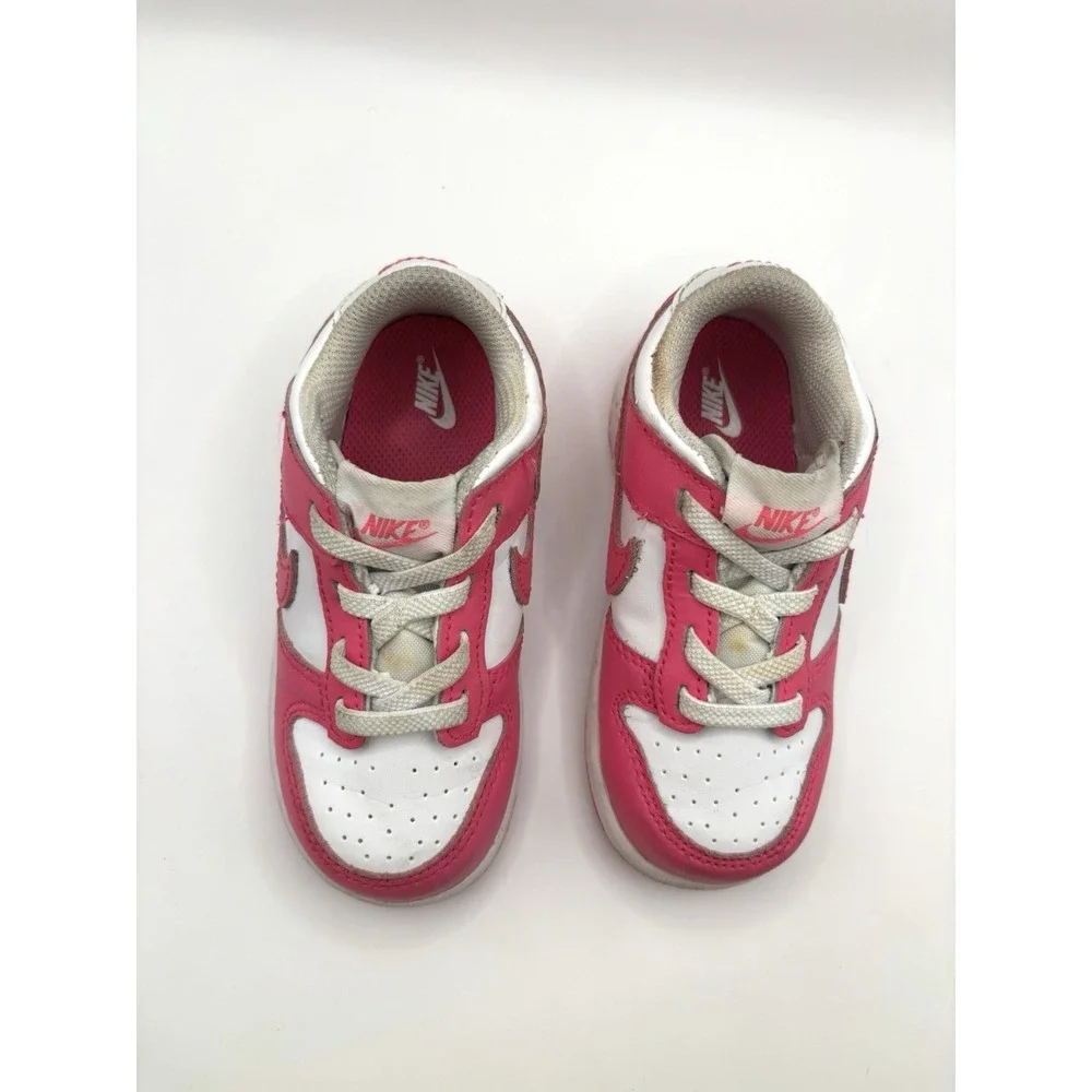 Nike Dunk Low size 8C Pink‎ and White Toddlers Babys